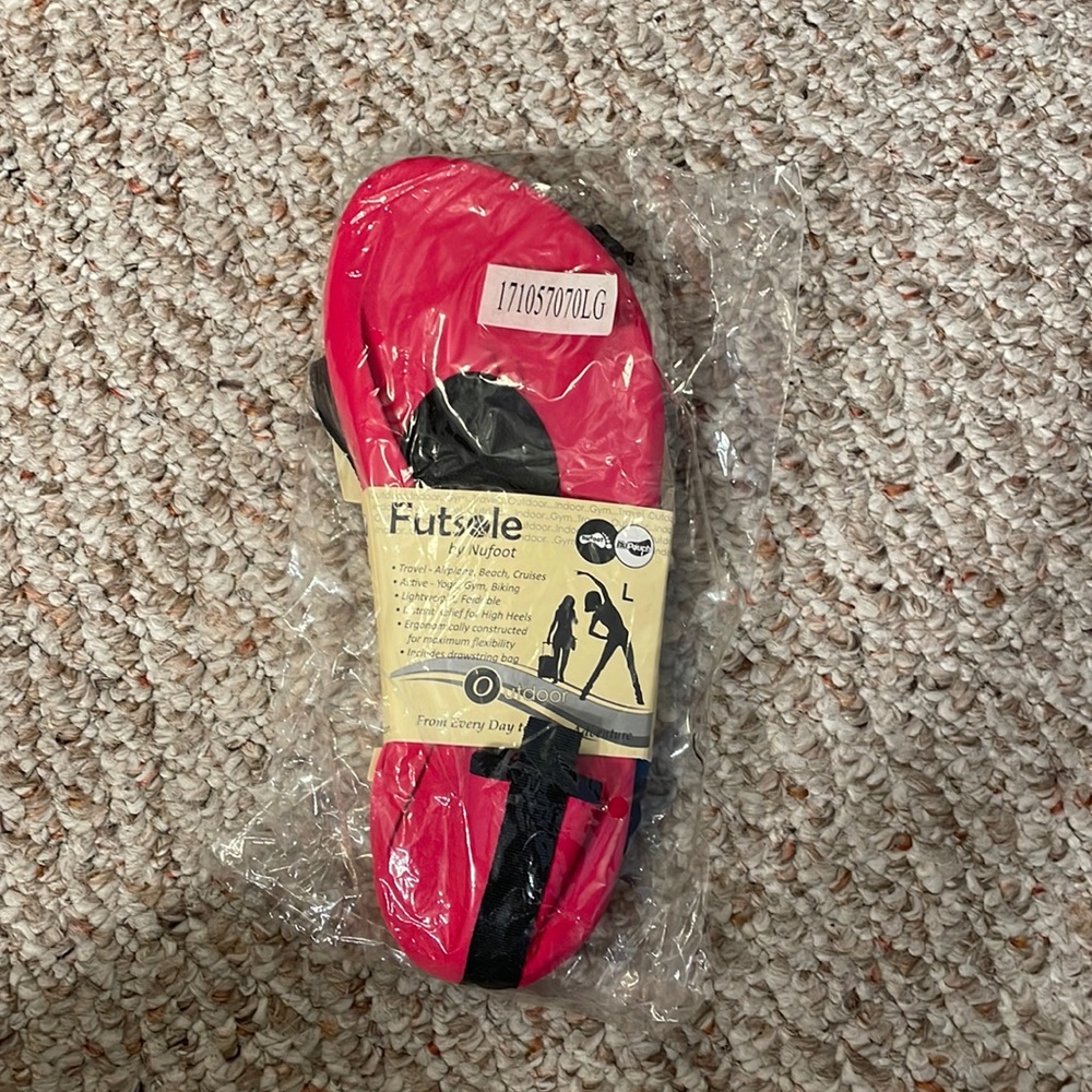 Hot pink and black yoga shoes